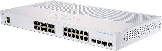 Cisco CBS350-24T-4G managed switch with 24 Ethernet ports, 4 gigabit SFP ports, and limited lifetime protection.