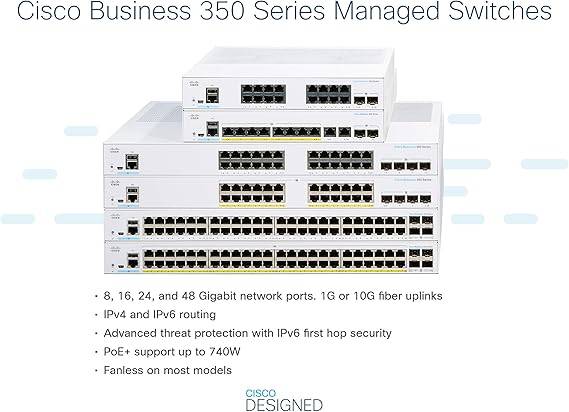 Cisco Business CBS350-8FP-E-2G Managed Switch | 8 Port GE | Full PoE | Ext PS | 2x1G Combo | Limited Lifetime Protection (CBS350-8FP-E-2G)