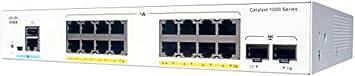 Cisco Catalyst 1000-16T-2G-L network switch with 16 Gigabit Ethernet ports, 2 SFP uplink ports, fanless design, and warranty.