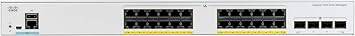 Cisco Catalyst 1000-24P-4X-L network switch with 24 Gigabit Ethernet PoE+ ports, 4 10G SFP+ uplinks, fanless design