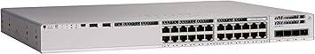 Cisco Catalyst 9200L Layer 3 switch with 24 Gigabit Ethernet ports, 4 uplinks, manageable, modular, supports twisted pair and optical fiber.