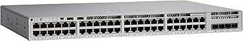 Cisco Catalyst 9200L-48P-4G Layer 3 switch with 48 Gigabit Ethernet ports, 4 uplinks, manageable, fiber, and modular design.