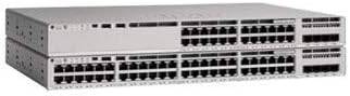 Cisco Catalyst 9200L-48T-4G Layer 3 switch with 48 Gigabit Ethernet ports, uplink options, manageable, modular, supports 3 layers.