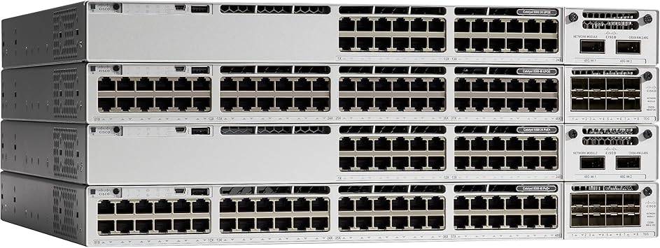 Cisco Catalyst 9300 24-port data-only network switch for enterprise networking, part of the Cisco Network Essentials series.