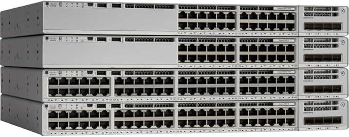 Cisco Catalyst C9200-24T Layer 3 switch with 24 Ethernet ports, shown from a front angle featuring ports and ports label.