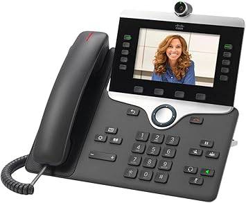 Cisco CP-8845-K9 5-line IP video phone with large color display and keypad, power supply not included.