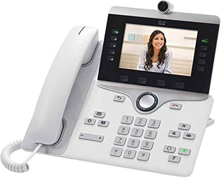 Cisco CP-8845-K9 5-line IP video phone with large color display and keypad, power supply not included.