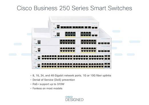 CISCO DESIGNED Business CBS250-24T-4G Smart Switch | 24 Port GE | 4x1G SFP | Limited Lifetime Protection (CBS250-24T-4G) (CBS250-24T-4G-NA)