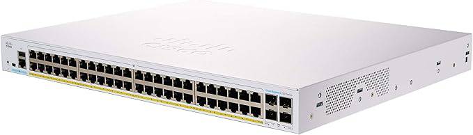 Cisco Designed Business CBS250-48PP-4G smart switch with 48 ports, partial PoE, 4x1G SFP, and limited lifetime protection.