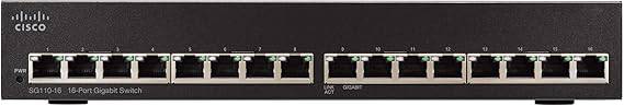 CISCO DESIGNED SG110-16 Desktop Switch with 16 Gigabit Ethernet (GbE) Ports, Limited Lifetime Protection (SG110-16-NA), Black