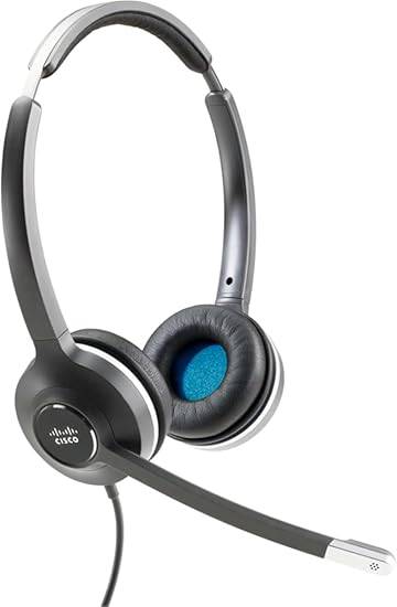 Cisco Headset 532 wired dual on-ear headset with USB-A adapter in charcoal, featuring quick disconnect and comfortable ear cups.