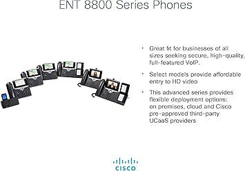 Cisco IP Business Phone 8861, 5-inch WVGA Color Display, Gigabit Ethernet Switch, Class 4 PoE, WLAN Enabled, 2 USB Ports, 10 SIP Registrations, 1-Year Limited Hardware Warranty - CP-8861-K9=