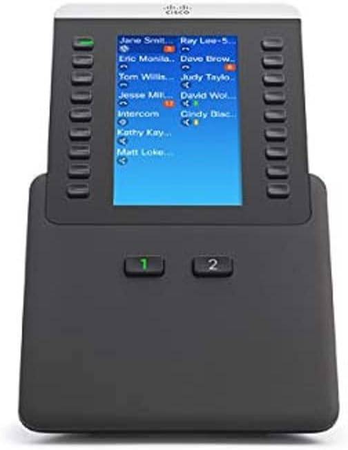 Cisco Key Expansion Module for IP Phone 8800 Series, CP-BEKEM, shown attached with keys and ports for enhanced phone functionality