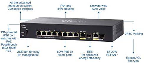 Cisco Systems SG350-10P-K9-NA SG350-10P 10-Port Gigabit PoE Managed Switch