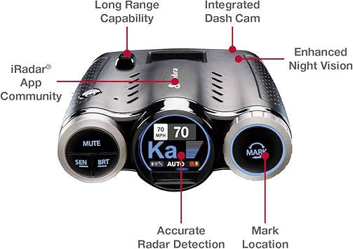 COBRA Road Scout Dash Cam and Radar Detector, WiFi, Bluetooth, iRadar Compatible, HD 1080P Dash Camera for Cars, Heavy Duty EZ Mag Mount, Connects with iRadar App, Black - 0181000-0