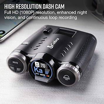 COBRA Road Scout Dash Cam and Radar Detector, WiFi, Bluetooth, iRadar Compatible, HD 1080P Dash Camera for Cars, Heavy Duty EZ Mag Mount, Connects with iRadar App, Black - 0181000-0