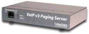 Cyberdata VoIP V3 Paging Server for VoIP communication, shown with server hardware and network connections