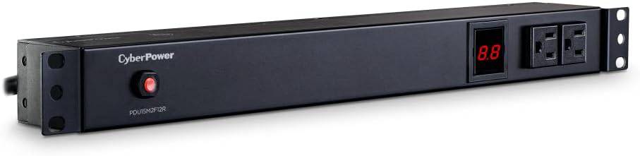 CyberPower PDU15M2F12R Metered PDU, 100-125V/15A, 14 Outlets, 1U Rackmount