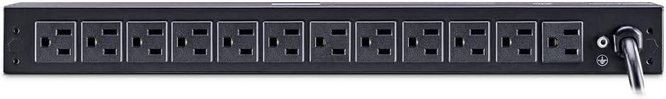 CyberPower PDU15M2F12R metered rackmount power distribution unit with 14 outlets, 100-125V, 15A, 1U size, mounted in a server rack.