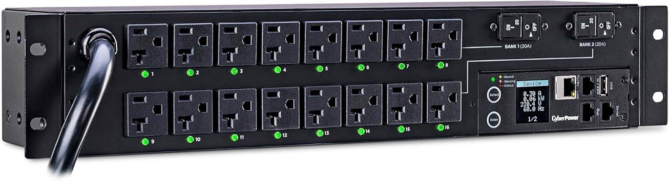 CyberPower PDU41003 Switched PDU, 120V/30A, 16 Outlets, 2U Rackmount