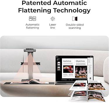 CZUR ET16 Plus Advanced Book & Document Scanner, 2nd Gen Auto-Flatten&Deskew Tech, 16MP Camera, Capture A3, 186 Languages OCR, Convert to PDF/Searchable PDF/Word/Tiff/Excel, Run On Windows&MacOS