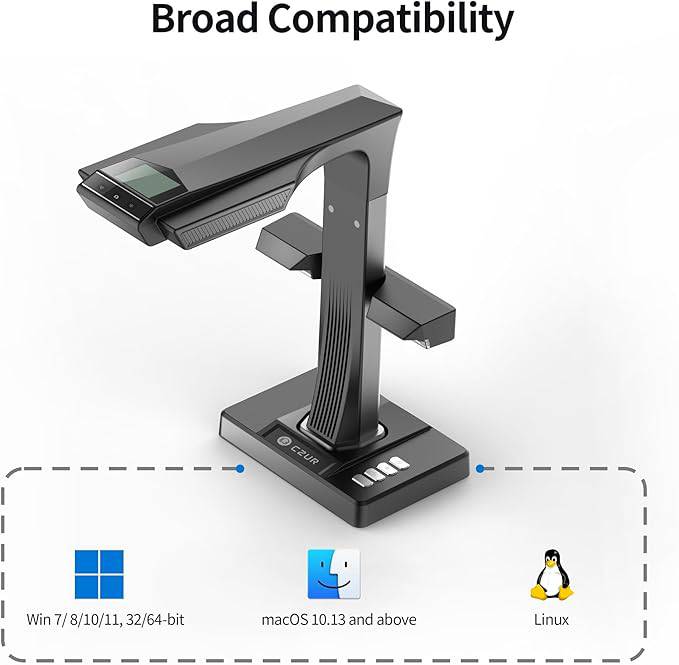 CZUR ET24 Pro Professional Book Scanner, 24MP Document Camera, 3rd Gen Auto-Flatten & Deskew Tech, A3 Document Scanner, 180+ Languages OCR, Support HDMI, for Windows/MacOS/Linux - ET24 Pro