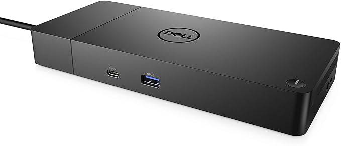 Dell Dock WD19S USB-C docking station with 180W power delivery, shown connected to a laptop with various ports visible