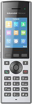 DECT phone in black with numeric keypad and display screen, featuring ergonomic design for easy calling.