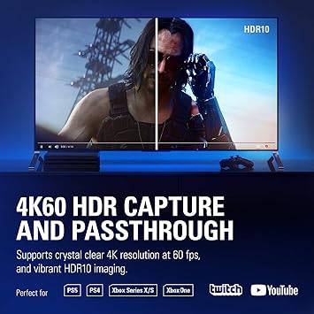 Elgato 4K60 Pro MK.2, Internal Capture Card, Stream and Record 4K60 HDR10 with ultra-low latency on PS5, PS4 Pro, Xbox Series X/S, Xbox One X, in OBS, Twitch, YouTube, for PC - 10GAS9901