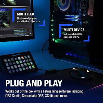 Elgato 4K60 Pro MK.2, Internal Capture Card, Stream and Record 4K60 HDR10 with ultra-low latency on PS5, PS4 Pro, Xbox Series X/S, Xbox One X, in OBS, Twitch, YouTube, for PC - 10GAS9901