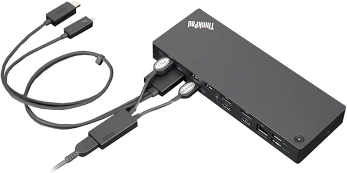 Enovo ThinkPad Thunderbolt 3 Workstation Dock Gen 2 in black, featuring multiple ports and sleek design for enhanced connectivity.