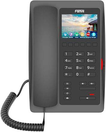 Fanvil H5W Wi-Fi IP phone with 3.5-inch color screen and dual SIP lines, ideal for hospitals, hotels, and shopping malls.