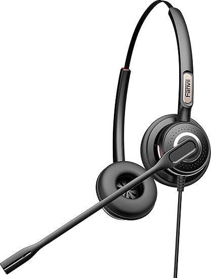 Fanvil HT202 binaural headset with noise-canceling microphone, over-ear design, for clear communication and comfort.