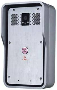 Fanvil i18S SIP high-end video intercom system showing a sleek black device with a large screen and call buttons.