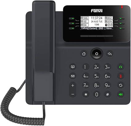 Fanvil V62 Essential business phone with 6 SIP lines, HD voice, and PoE support, shown with sleek design and display screen