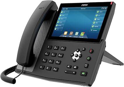 Fanvil X7 enterprise VoIP phone with 7-inch color touch screen and 20 SIP lines, power adapter not included.