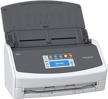 Fujitsu ScanSnap iX1500 color duplex document scanner in white and gray with USB and Wi-Fi connectivity.