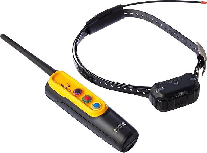 Garmin Pro Trashbreaker dog training system with remote transmitter and adjustable collar for effective pet training.