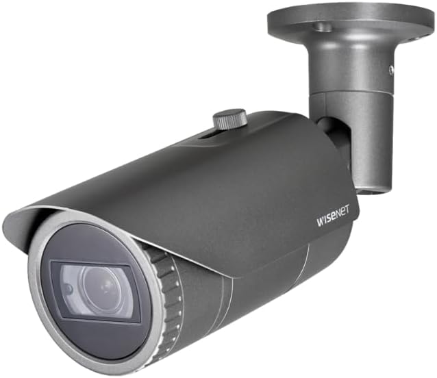 Hanwha Techwin SCO-6085R security camera with weatherproof housing, high-resolution lens, and outdoor surveillance capabilities