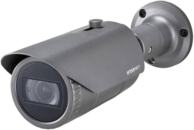 Hanwha Techwin SCO-6085R security camera with weatherproof housing, high-resolution lens, and outdoor surveillance capabilities