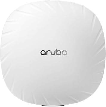 Hewlett-Packard Aruba AP-535 wireless access point with four antennas, dual-band 2.4 GHz and 5 GHz, mounted on a wall.