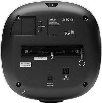 Hewlett-Packard Aruba AP-535 wireless access point with four antennas, dual-band 2.4 GHz and 5 GHz, mounted on a wall.