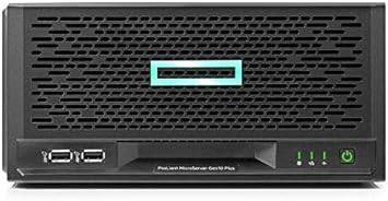 HPE ProLiant MicroServer Gen10 Plus tower server with Xeon E-2224, 16GB RAM, HDD, and SSD in a compact micro tower design