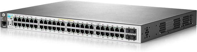 HP 2530 J9772A Procurve 48-port gigabit switch with multiple Ethernet ports, shown in a network setup.