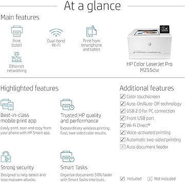 HP Color LaserJet Pro M255dw Wireless Laser Printer, Remote Mobile Print, Duplex Printing, Works with Alexa (7KW64A)