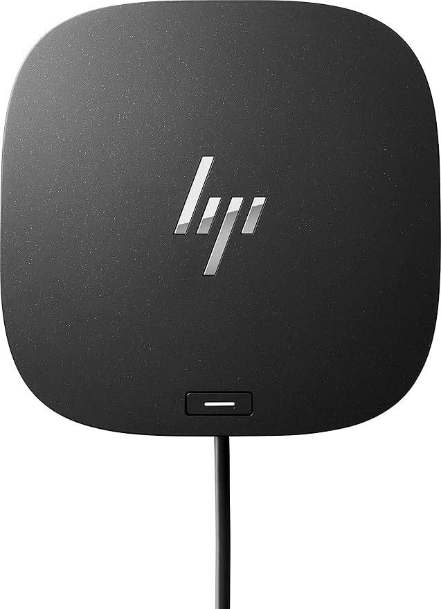 HP USB-C Dock G5 with multiple ports including HDMI, USB-A, and Ethernet for versatile connectivity.