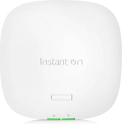 HPE Networking Instant On AP22 WiFi 6 indoor wireless access point with long-range, smart mesh support, power source included.