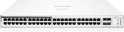 HPE Networking Instant On Switch Series 1830 48-port Gigabit Ethernet Layer 2 switch with PoE, SFP ports, fan-less design, US cord