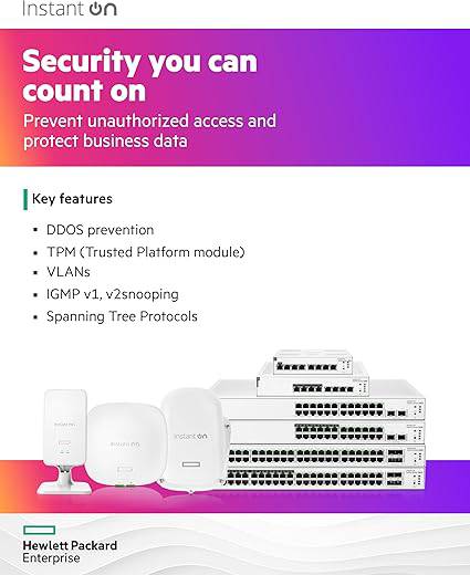 HPE Networking Instant On Switch Series 1830 48-Port Gb Smart-Managed Layer 2 Ethernet Switch with PoE | 48x 1G | 4X SFP | 24x CL4 PoE (370W) | Fan-Less | US Cord (JL815A#ABA)