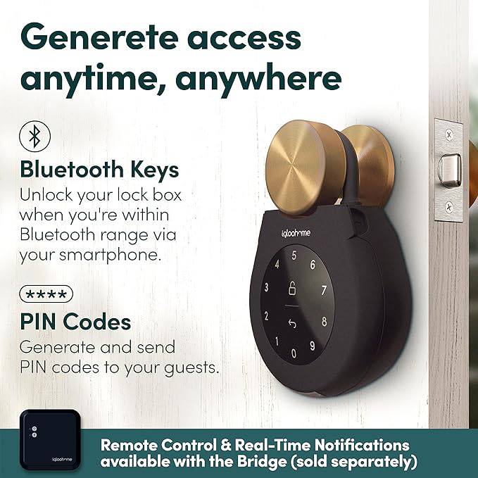 igloohome Keybox 3 Smart Lock Box, Large Key Safe w/Airbnb Sync (iOS/Android) – Remotely Generate Bluetooth-Keys & Pin Codes Without Internet - IGK3